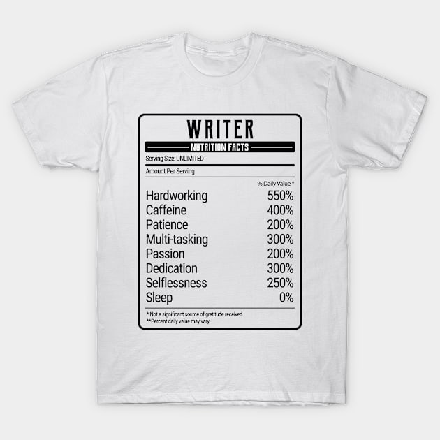 writer nutrition value T-Shirt by IndigoPine